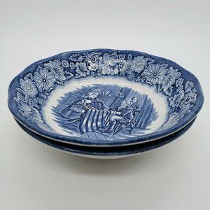 2 Liberty Blue Staffordshire Betsy Ross Fruit Bowl